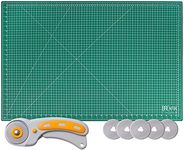 WA Portman Self Healing Cutting Mat & Rotary Cutter for Fabric Set - 24x36 Inch Rotary Cutter Mat - 45mm Rotary Cutter & Mat - 5 Rotary Fabric Cutter Blades – Sewing Cutting Mat - Fabric Rotary Cutter