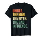 Vintage Uncle The Man The Myth The Bad Influence Fathers Day T-Shirt