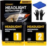 TABOUNTS Headlight Restoration Kit,Headlight Restoration Wipes - 3-Step Cleaning System, Removes Yellowing & Oxidation, Restores Clarity, Long-Lasting UV Protection for Safer Night Driving (1)
