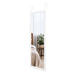 Dripex Over Door Mirror Full Length, 110 x 45cm Wall Mounted Mirror Door Hung Mirror for Bathroom/Bedroom/Wardrobe - Toughened Glass, White