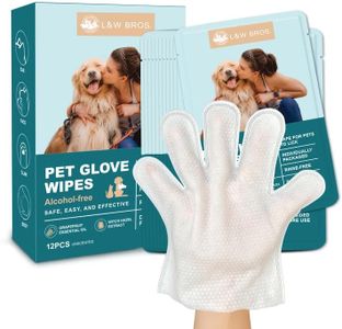 L&W BROS. Pet Wipes Gloves - Safe, Alcohol-Free, and Individually Packaged for Convenient Grooming Disposable Premium Flush-Free Dog Wipes Cleaning Deodorizing Hypoallergenic Wipes(Unscented 12PC)