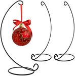 BANBERRY DESIGNS Ornament Display Stands – Wrought Iron Black 3 Pack - 15 inches Tall - Christmas Ornament, Terrarium Holder, Glass Globes, Lanterns