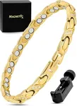 MagnetRX® Ultra Strength Magnetic Bracelets for Women – Double Magnet Stainless Steel Crystal Bracelet for Women – Adjustable Bracelet Length with Sizing Tool (Gold XO)