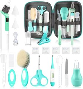 Baby Grooming Kit, Infant Safety Care Set with Baby Electric Nose Aspirator，Baby Hair Brush Comb Nail Clipper Nasal Aspirator Ear Cleaner,Baby Essentials Kit for Newborn Girls Boys (21 Pc Green Kit)