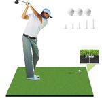 Golf Hitting Swing Mat Indoors Outdoor Large 5' x 3' Practice Premium Driving Matt with Rubber Foam Pad Includes Mixed Sizes Rubber Tees Real Balls for Backyard (5' x 3' Mat with Tees and Balls)