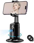 Auto Face Tracking Tripod, No App, 360° Rotation Face Body Phone Camera Mount Gesture Control, Smart Shooting Holder with 3000mAh Rechargeable Battery for Vlog, Streaming, Tiktok Trend Items (Black)