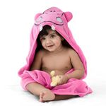 LuvLap Hooded Baby Bath Towel for New Born, Super Soft, Made with Super Soft and Highly Absorbent 100% Zero Twist Cotton, Can be Used for Baby Swaddling (Pink Hippo)