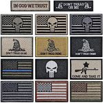 GUX 14 Pieces American Flag Tactical Military Patch Set Embroidered Applique Hook and Loop Patch for Caps,Bags,Backpacks,Tactical Vest,Military Uniforms (14PCs Mixed)