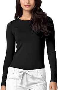 Adar Uniforms Underscrubs for Women, Long Sleeve Underscrub Comfort Tee, 2900, Black, M