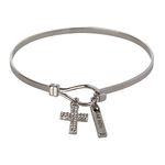 BCBG Generation Silver Crystal Cross Charm Bracelet