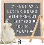 Felt Letter Board, 10x10in Changeable Letter Board with 340 Letters, Wood Frame Message Sign Board for Baby Announcements, Milestones, Office Decor, Password Sign, Farmhouse Gifts (Gray)