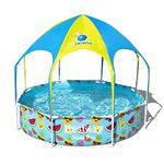 Bestway 56432-BEUX16AB02 Splash Frame Pool in Shade, with a Sun Canopy and Sprinkler 244 x 51 - Orange.