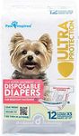 Paw Inspired Disposable Dog Diapers | Female Dog Diapers Ultra Protection | Diapers for Dogs in Heat, Excitable Urination, or Incontinence (12&144 Count) (X-Small (12 Count))