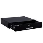 RackPath 2U Rack Mount Drawer for 19 Inch AV/Network/DJ Equipment Racks or Cabinets with Lock and Key Black