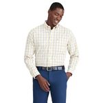 IZOD Men's Advantage Performance Plaid Long Sleeve Stretch Button Down Shirt, Golden Cream, Large