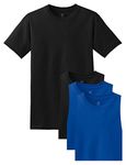 Hanes Men's 4 Pack Comfortsoft T-Shirt, 2 Black / 2 Deep Royal, L (4PK)