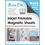 Stone City Magnetic Sheets Printable Matte Paper 12mil Thick for Inkjet Printers 8.5X 11 Inches 5 Sheets