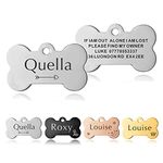 Personalised Dog Tags for Pets Engraved UK Cat Dog Name Tag Identify Tag for Pet Doggy Kitten Kitty Puppy Deep Engraved Scratch Resistant ID Tag Choice of Sizes & Colours & Shapes (Silver Bone)