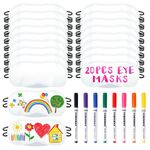 20 PCS Eye Mask Party Supplies Slumber Spa Party Favors Pajama Party Decorations Sleep White Soft Shade Blindfold Eye Covering Color the Bulk Stuff with 8 PCS Fabric Marker Pens