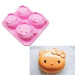 TGSEA Hello Kitty 4 Holes Mold DIY Silicone Mold with Two Kinds of Expression Pudding Chocolate Cake Mold Jelly Mold