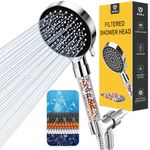 Filtered Shower Head, ODMJ Shower Head with 6 Spray Modes, High Pressure Shower Head with 59" Hose and Bracket, Hand Held Shower Head Filter for Hard Water, Water Saving Spray Soft Spa Shower Head