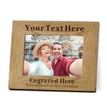 Personalised Picture Frames Photo Frame 6x4 Engraved Wooden Picture Frames with Any Text for Him Her Mum Mothers Day Wedding Graduation Christmas Valentines(Landscape)