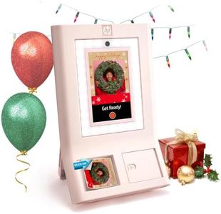 HP Sprocket Photo Booth Machine Instant Color Photo Printer - 10.1" Touchscreen, LED Ring Light - Customize w/250+ Fun Frames, Prints on 3x4 Zink Paper or Share via QR Code, Mobile Notify App - Pink
