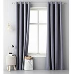 JEMIDI 1-Piece Eyelet Curtain - 140cm x 250cm - Opaque Light-Blocking Single Curtain - Washable Polyester Curtain with 4cm Silver Metal Eyelets