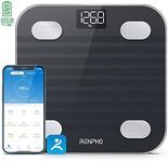 RENPHO Elis 1 USB Rechargeable Smart Body Fat BMI Scale, Digital Bathroom Body Weight Scale, Bluetooth Electronic 13 Body Composition Monitors sync with Renpho App, 396 lbs, Black