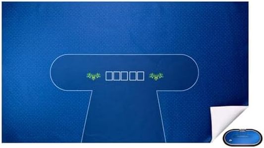 WaLiken 108 X 60 Inches Texas Hold'em Professional 10 Players Poker and Gambling Tablecloth, 100% Durable Fabric Felt, Dustproof and Waterproof, Washable and Ironable (Blue) (Classic-Blue)