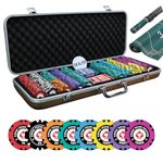 CASINO KART Copag 500 Piece Poker Chips Set 40mm 14g Clay Chips with Aluminium Carry Case and Foam Inserts Portable Durable Casino Game Set for Card Games Party Night and Tournament Use