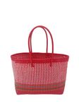 KST Bags Large Size Shopping Koodai/Luggage Bag - Handmade Red and White Wire Koodai - Multi Color Border Grocery Basket - Useful in Carrying Vegetables, Fruits, Groceries & All Household Items