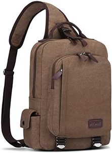 S-ZONE Sling Mochila para hombre con bolsillo en el pecho de 13 pulgadas Bolsa de hombro Bolsa de hombro Bolsa de hombro Bolsa de hombro Mochila, café, 13 pulgadas