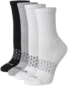 Hanes Cushioned, Absolute Active Crew Socks for Women, Seamless Toe, 4-Pairs, Grey, 5-9