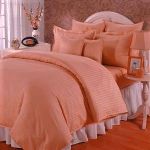 Trance Home Linen Zippered 100% Cotton 200TC Satin Stripe King Size Duvet Cover Quilt Cover Blanket Cover Razai Comforter Cover with 2 Pillow Covers (102 x 110 inch, Peach)