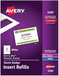 Avery Customizable Name Badge Inserts, 2.25" x 3.5", White, 400 Printable Name Tag Inserts (5390)