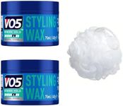 Hair Wax Bundle which Contains Vo5 Styling Wax 75ml - Pack of 2 with Shower Puff