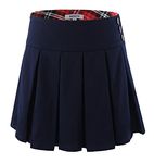 Bienzoe Girls School Uniform Skirt: Kids Adjustable Waist Stretchy Pleated Skort, Navy, 12