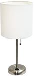 Limelights LT2024-WHT Stick Lamp with Charging Outlet and Fabric Shade, White