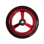 RIANTWHEEL, 5.0 X 1.0 inch, Solid, PU Wheels, Wheelchair Casters, Aluminum Rim, one Pair (Red)