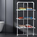 Devanti Heated Towel Rail, Aluminum Electric Towels Rack Warmer Clothes Rails Airer Drying Racks Bathroom Holder Foldable Free Standing Clothe Heater Dryer, 300W 3 Min Warm 40-55°C 30 Rods Silver