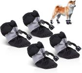 Dog Boots, 4 Pcs Breathable Dog Paw Protector, Anti Slip Adjustable Breathable Pet Snow Shoe for Small Medium Large Dogs (Black)