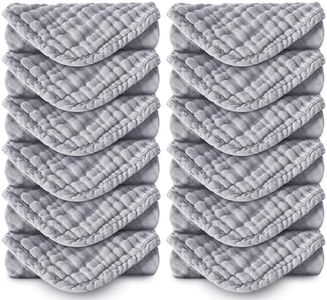 Spotted Play Muslin Burp Cloths 100% Cotton Large 20''x10'' Extra Soft and Absorbent Baby Wash Cloths Spit Up Rags - Baby Burping Cloth for Boys Girls Items(12 Pack Grey)