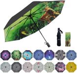 LLanxiry Umbrella Small Compact Travel Umbrellas for Rain Mini Folding Portable Automatic Open/Close Umbrella for Man/Women (elk forest)