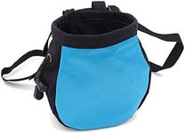 TRADERPLUS Rock Climbing Chalk Bag Bouldering Chalk Bag Bucket with Adjustable Belt & Carabiner Drawstring & Zippered Pockets for Rock Climbing Weightlifting Powerlifting (Blue)