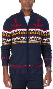 NAUTICA Cardigan da uomo Anchor Fair Isle, Truenavy, 48