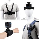 Accessories Set for GoPro Hero 13/12/11/10/9/8/7/6/5/4,New Quick Release Head Strap Mount + Chest Mount Harness + Backpack Clip Holder + 360°Rotating Wrist Strap