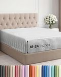 Extra Deep Cal King Fitted Sheet - Hotel Luxury Single Fitted Sheet Only - Easily Fits 18 inch to 24 inch Mattress - Ultra Soft, Wrinkle Free w/Extra Deep Pockets - Breathable & Comfy - Grey Stripes