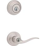 Kwikset 991 Tustin Entry Lever and Single Cylinder Deadbolt Combo Pack Featuring SmartKey® in Satin Nickel