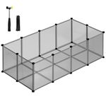 SONGMICS Pet Playpen with Floor, Small Animal Enclosure, DIY Plastic Cage, Indoor Run for Hamsters, Rabbits, Hedgehogs, Guinea Pigs, 143 x 73 x 46 cm, Grey LPC002G01